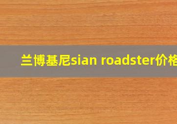 兰博基尼sian roadster价格